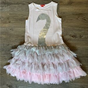 Kate Mack Pink Sparkle Swan Princess Dress. (Sz 8)